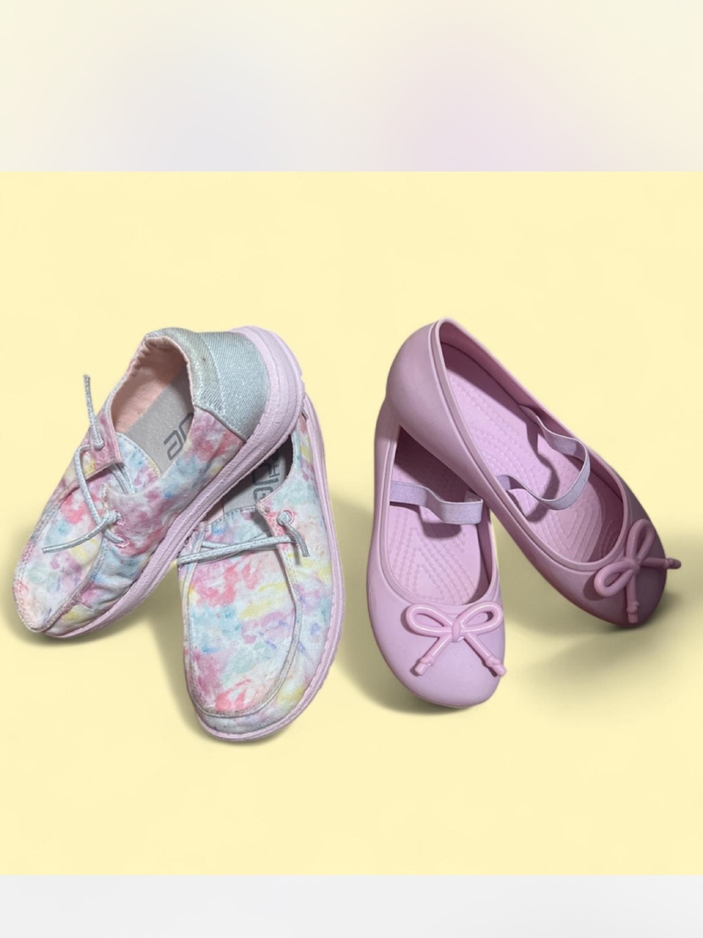 Girls' Pastel Tie-Dye Slip-Ons & Light Pink Ballet Flats Kids Shoe Set